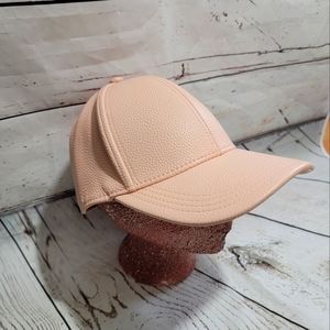 Faux leather snap-back baseball hat